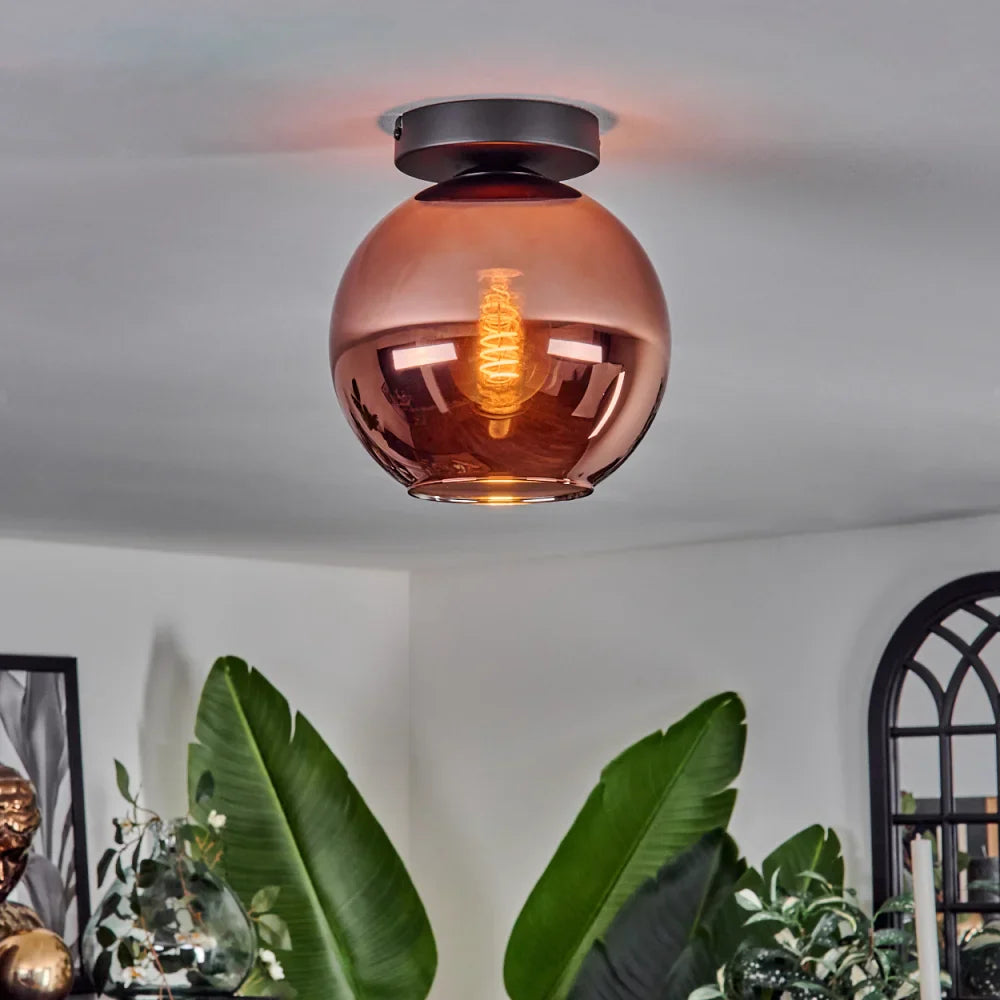 Modern Copper Glass Globe Ceiling Light