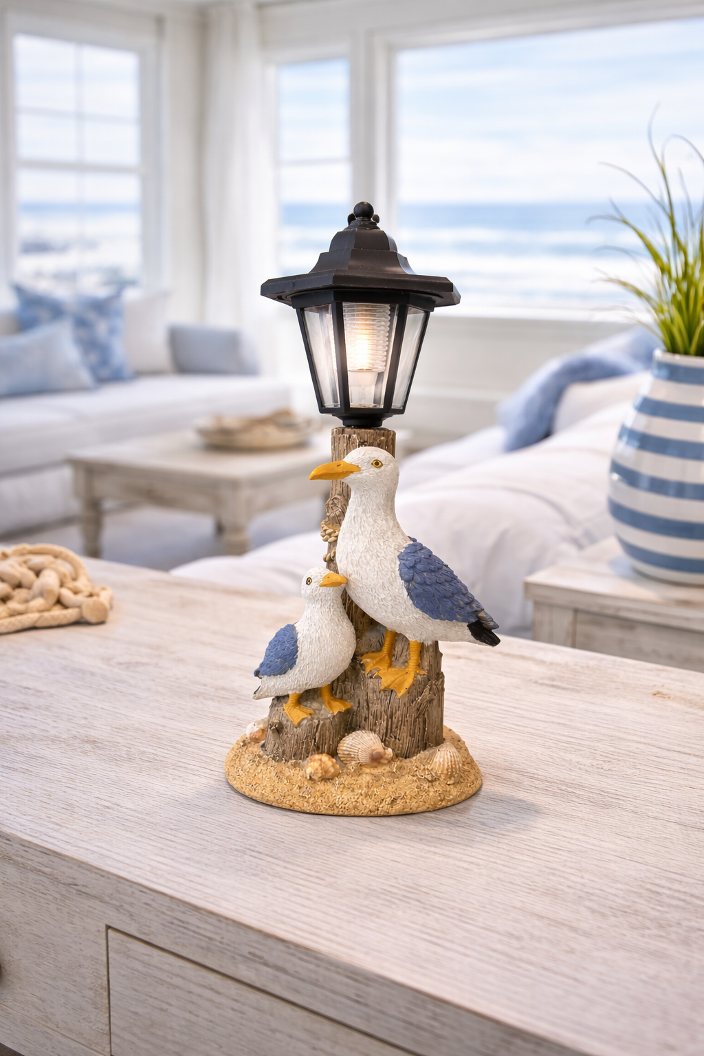 Pelican Lamp Coastal Sculpture