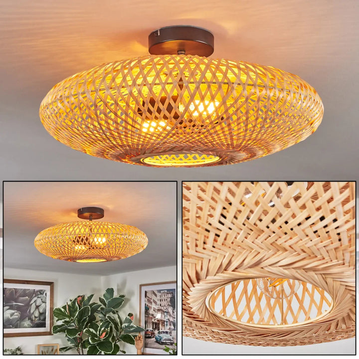 Rustic Bamboo Woven Ceiling Light