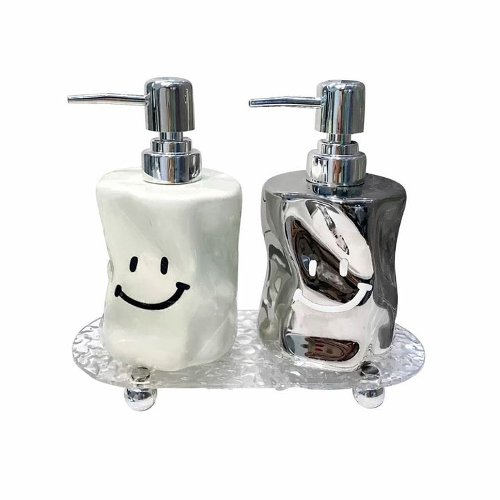 Marble-Style Ceramic Soap Dispenser Set