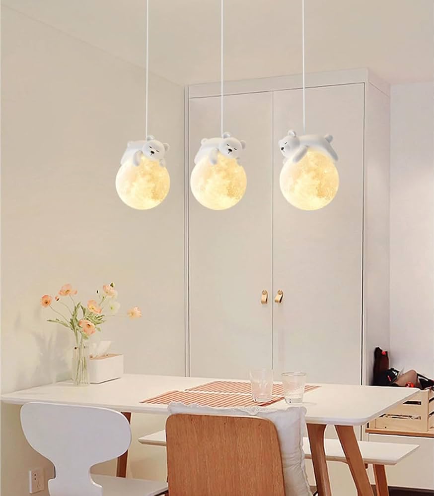 Globe with bear pendant light