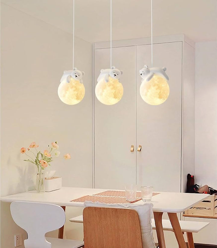 Globe with bear pendant light