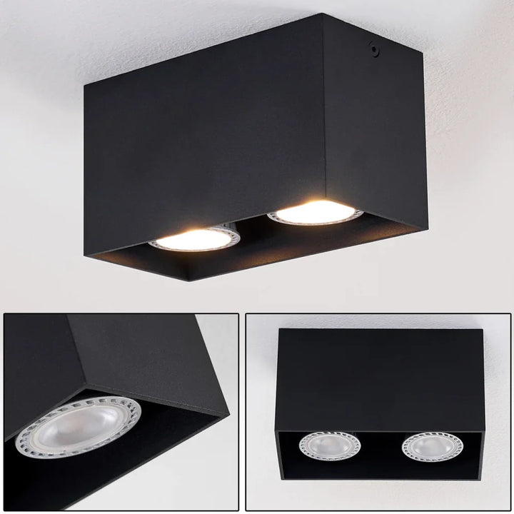 Modern Dual Black Rectangular Ceiling Spotlight