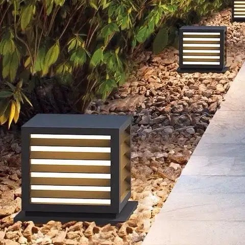 Modern Outdoor Cube Bollard Light