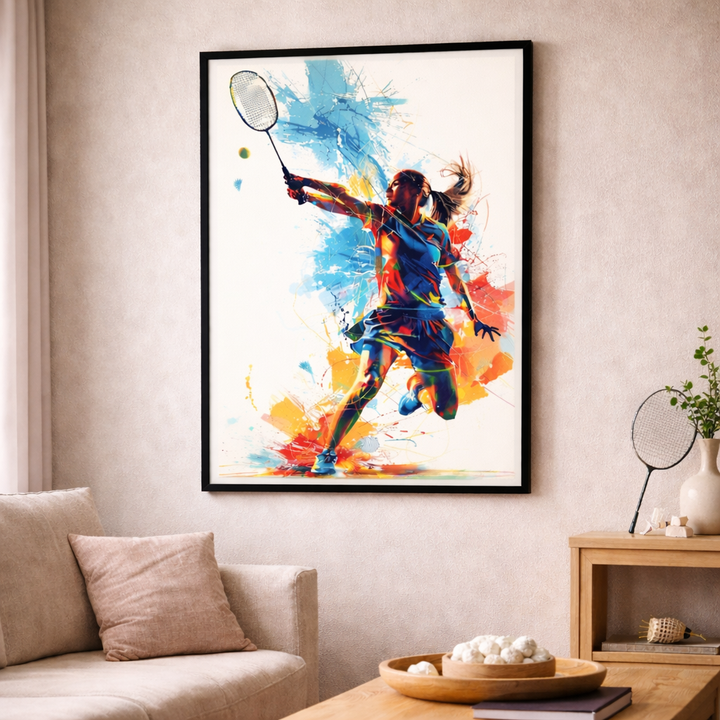 Dynamic Badminton Athlete Canvas