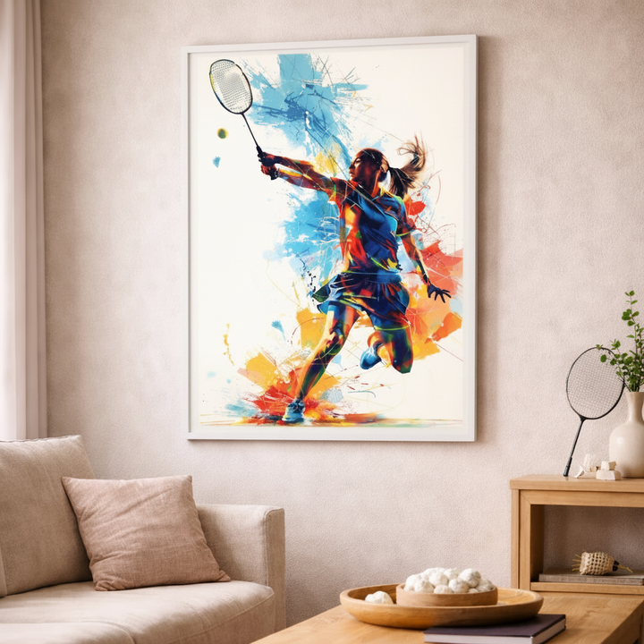 Dynamic Badminton Athlete Canvas
