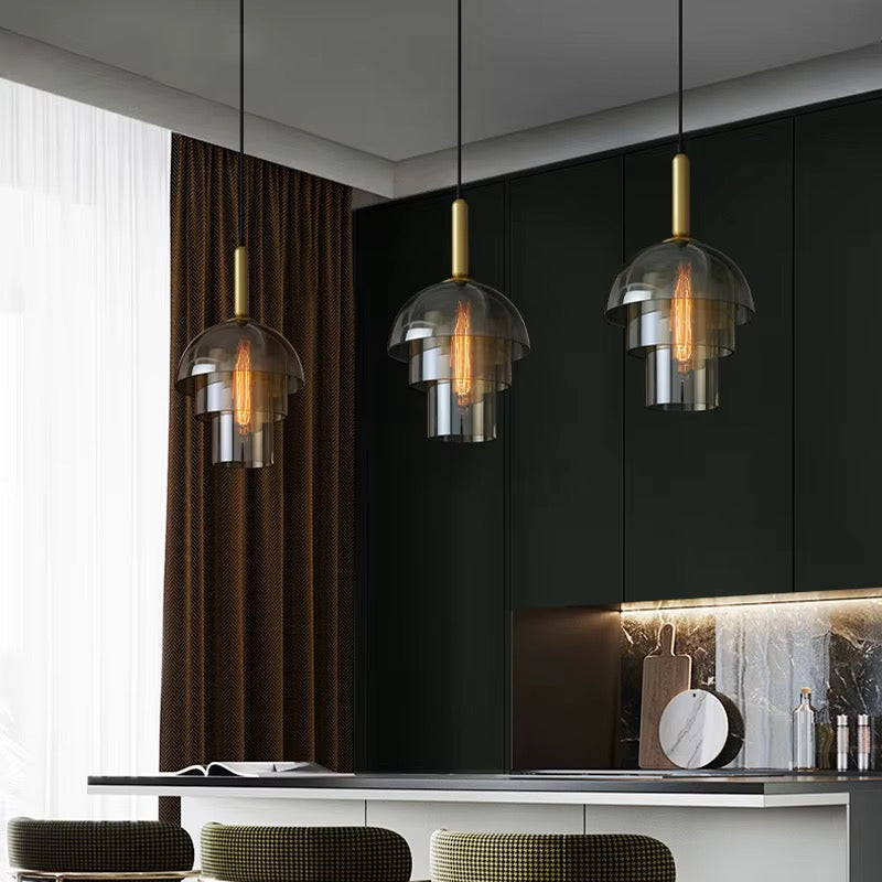 Modern Pendant Lighting with Gold Glass Shades