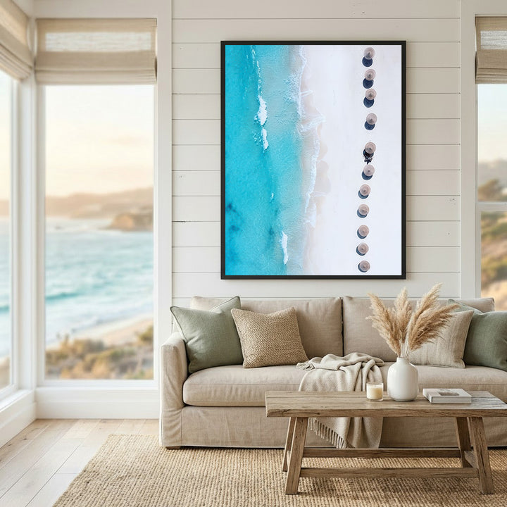 Aerial Beach Umbrellas Canvas Wall Art