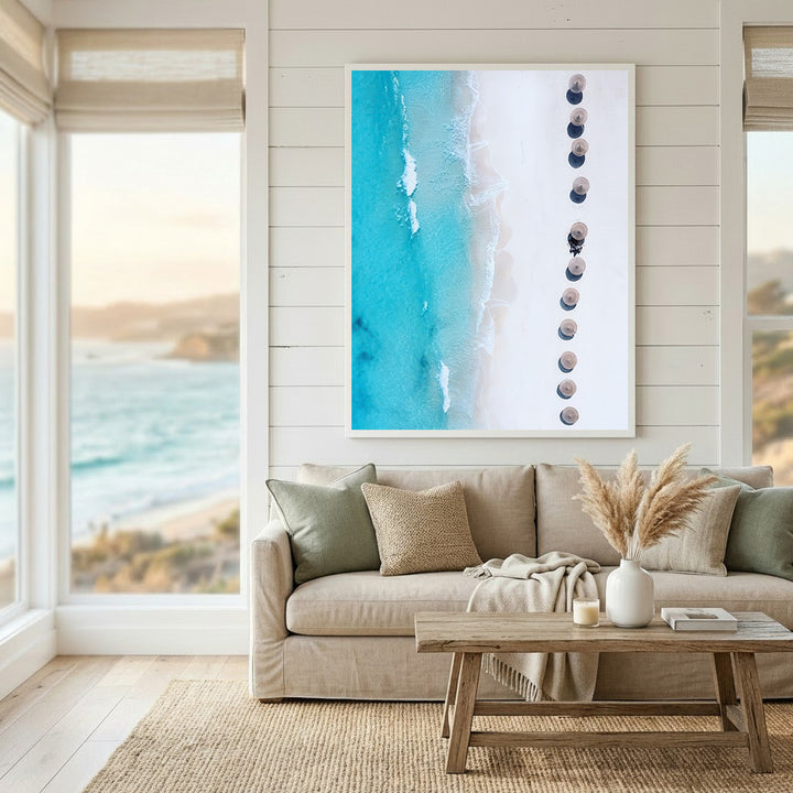 Aerial Beach Umbrellas Canvas Wall Art