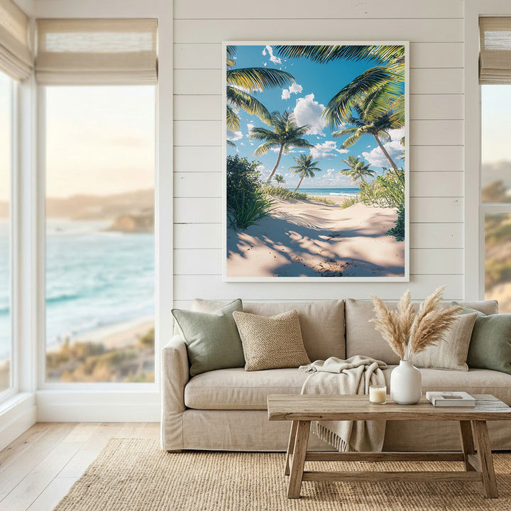 Tropical Palm Beach Path Canvas Art