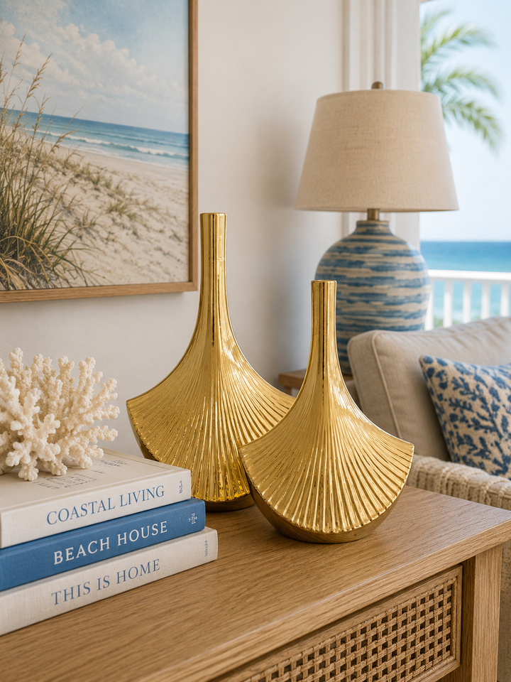Pleated Fan Vase Set