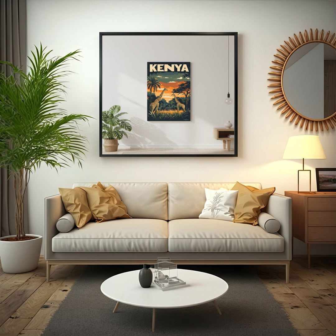 Kenya Safari Vintage Travel Poster Canvas