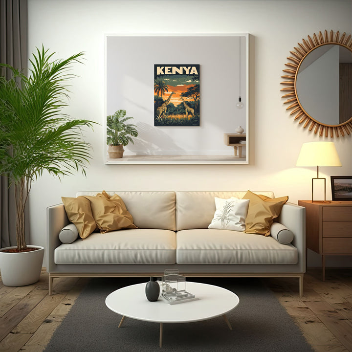Kenya Safari Vintage Travel Poster Canvas