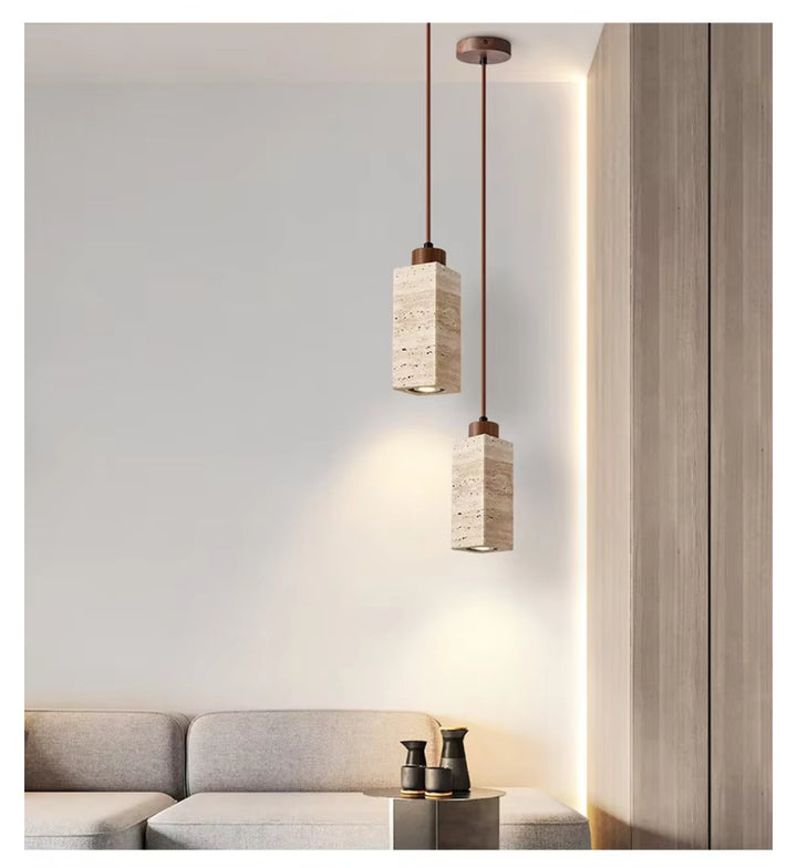 Modern Pendant Light with Natural Stone Shades