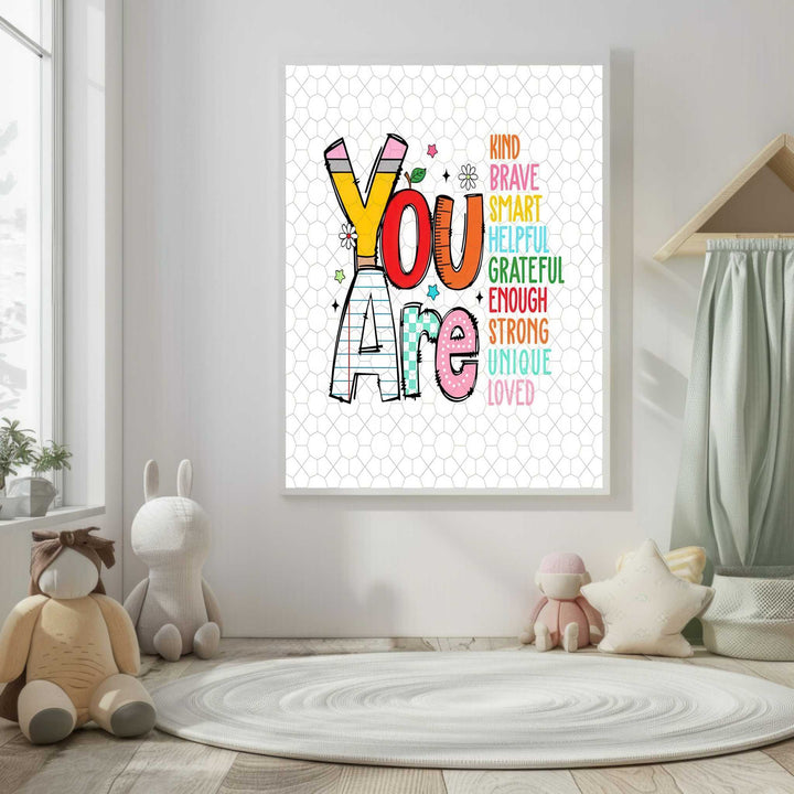 Kids You Are Positive Words Canvas Wall Art