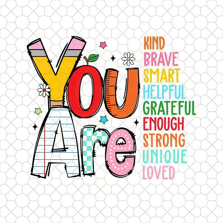 Kids You Are Positive Words Canvas Wall Art with colorful motivational words framed in MDF and glass