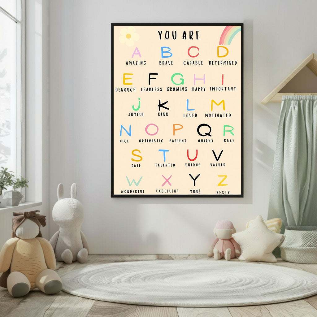 Kids Positive Alphabet Affirmations Canvas Wall Art