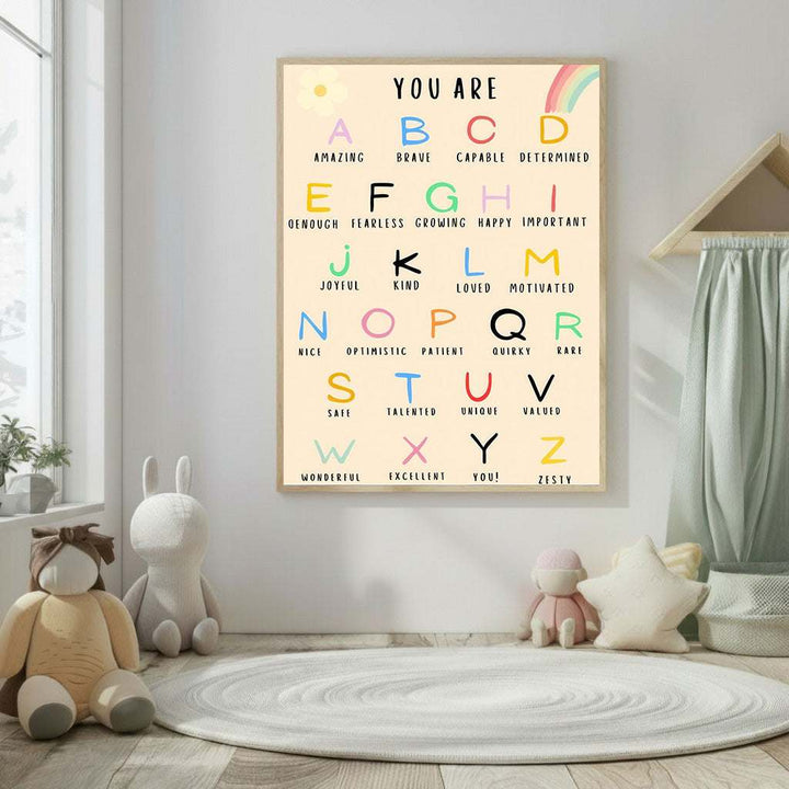 Kids Positive Alphabet Affirmations Canvas Wall Art
