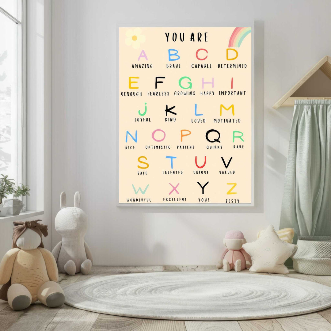 Kids Positive Alphabet Affirmations Canvas Wall Art