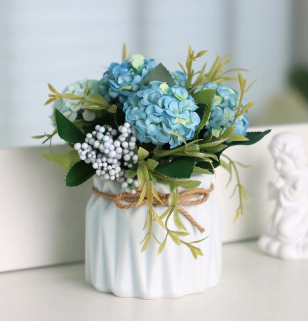 Artificial Hydrangea Plant in Ceramic Pot