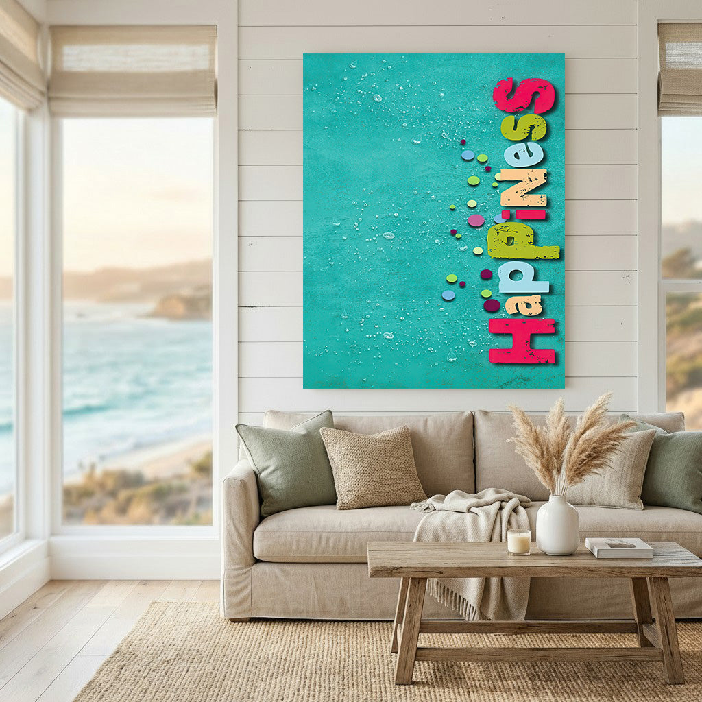 Mediterranean Balcony Canvas with pink bougainvillea on blue wooden balcony and white wall