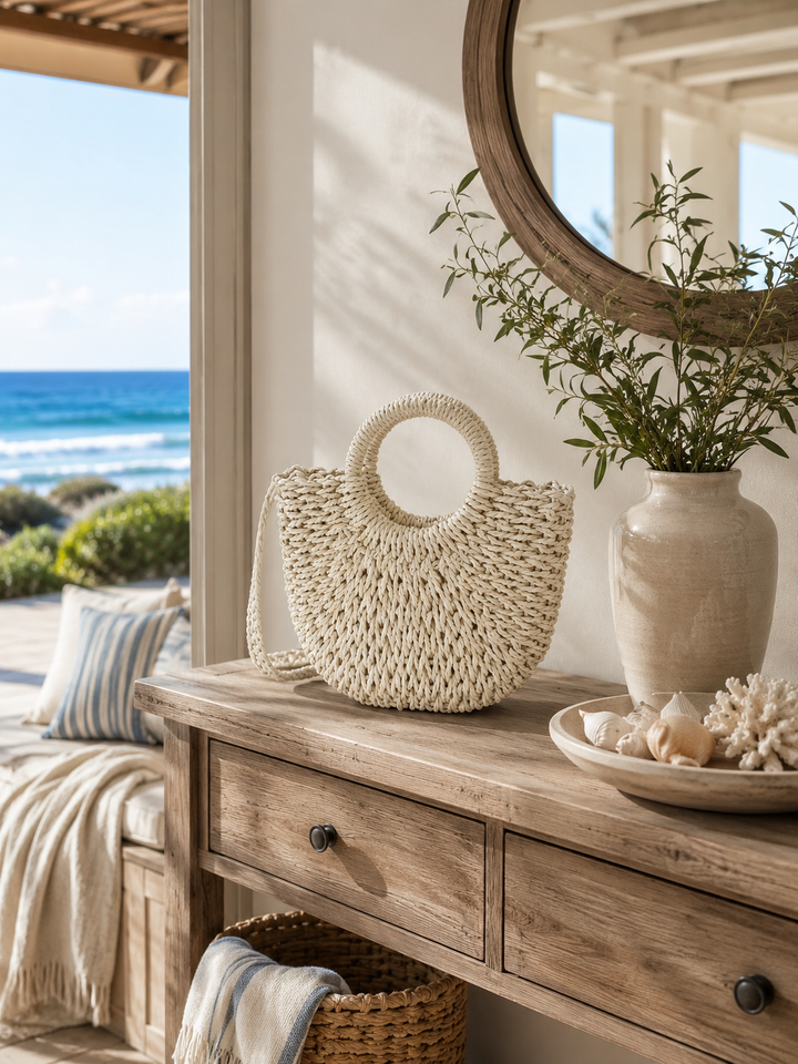 Woven Straw Handbag