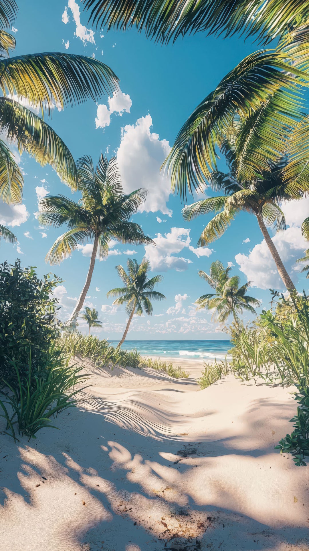 Tropical Horizon Large Canvas wall art with sandy path to turquoise ocean on premium gallery-wrapped canvas