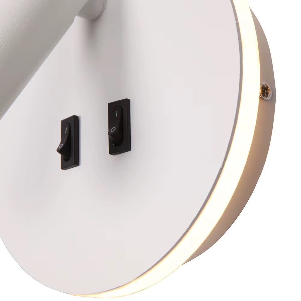 Modern Adjustable Wall Spotlight with White Finish