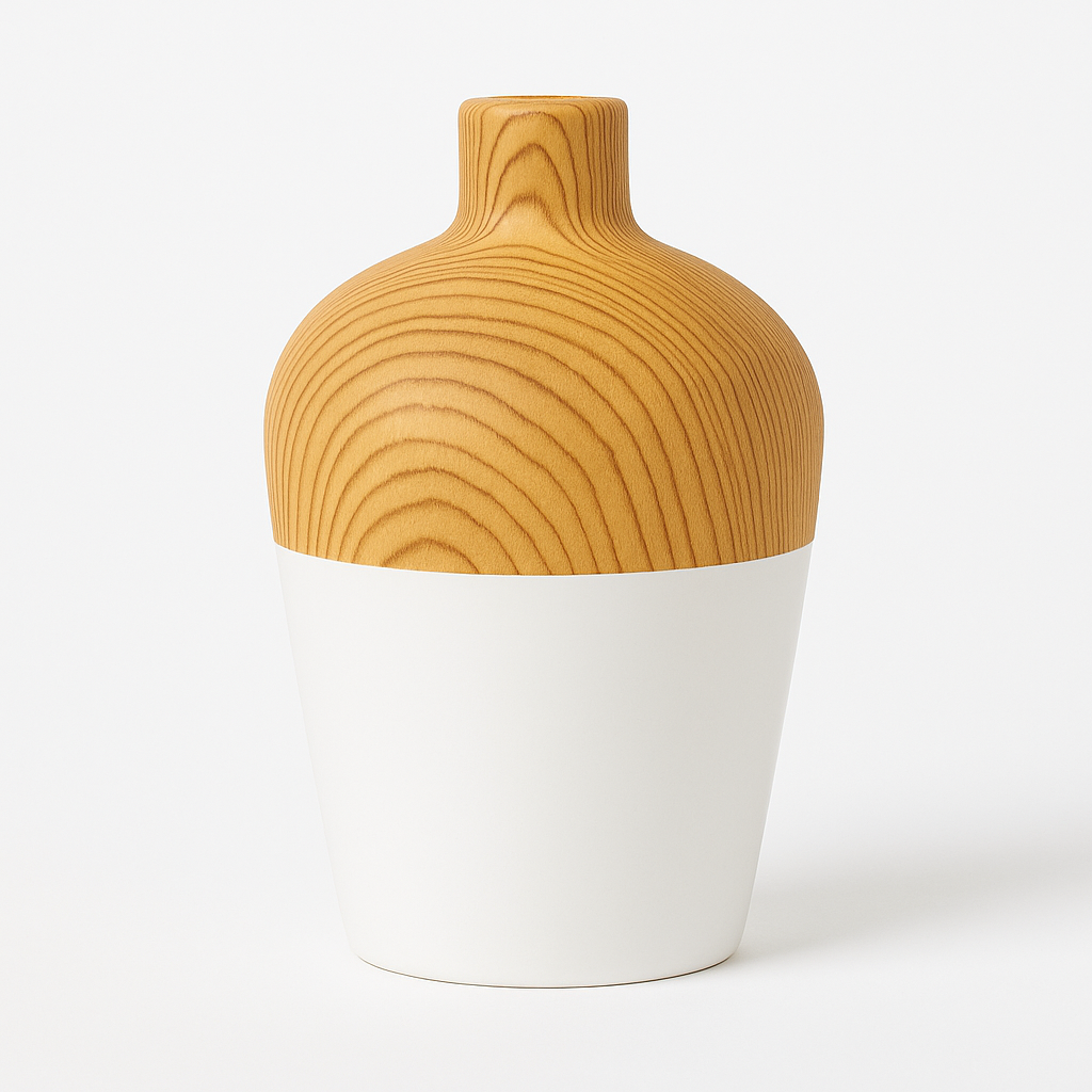 Wood & Ceramic Vase Set of 3