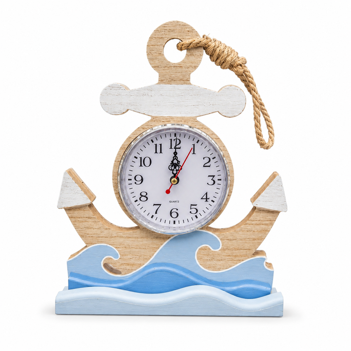 Nautical Wooden Anchor Table Clock
