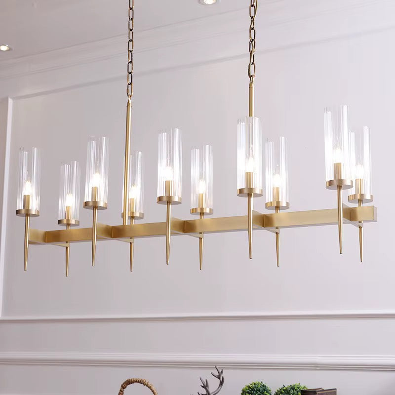 Modern Gold Chandelier with Glass Cylinders