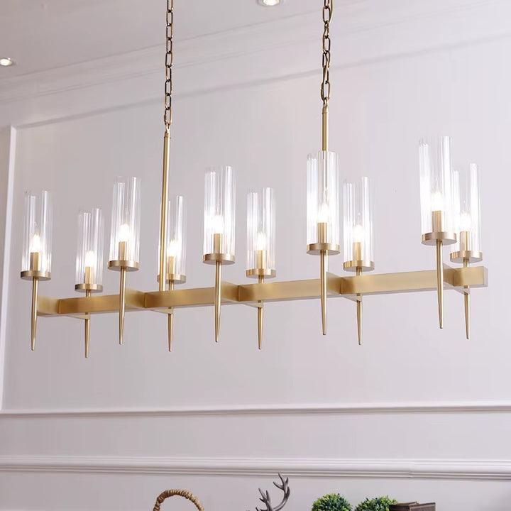 Modern Gold Chandelier with Glass Cylinders