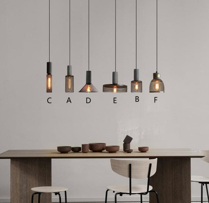 Industrial Concrete and Metal Pendant Light
