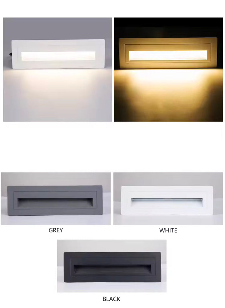 Modern Recessed Wall Light - Black, Gray, White Options