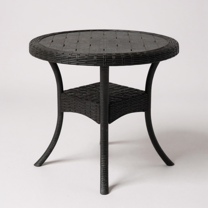Florida Black Round Woven Outdoor Table