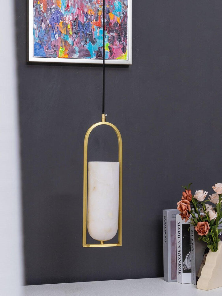 Minimal Arch Natural Spanish Alabaster Pendant Light