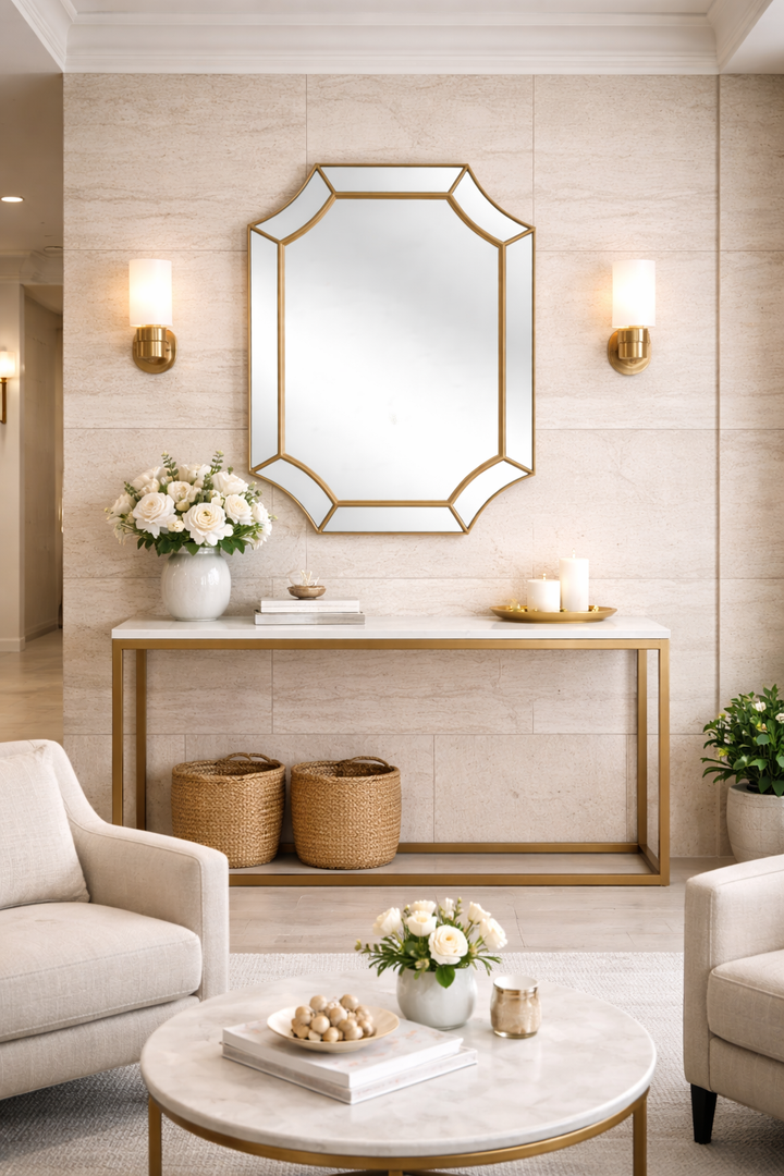Geometric Gold Frame Wall Mirror