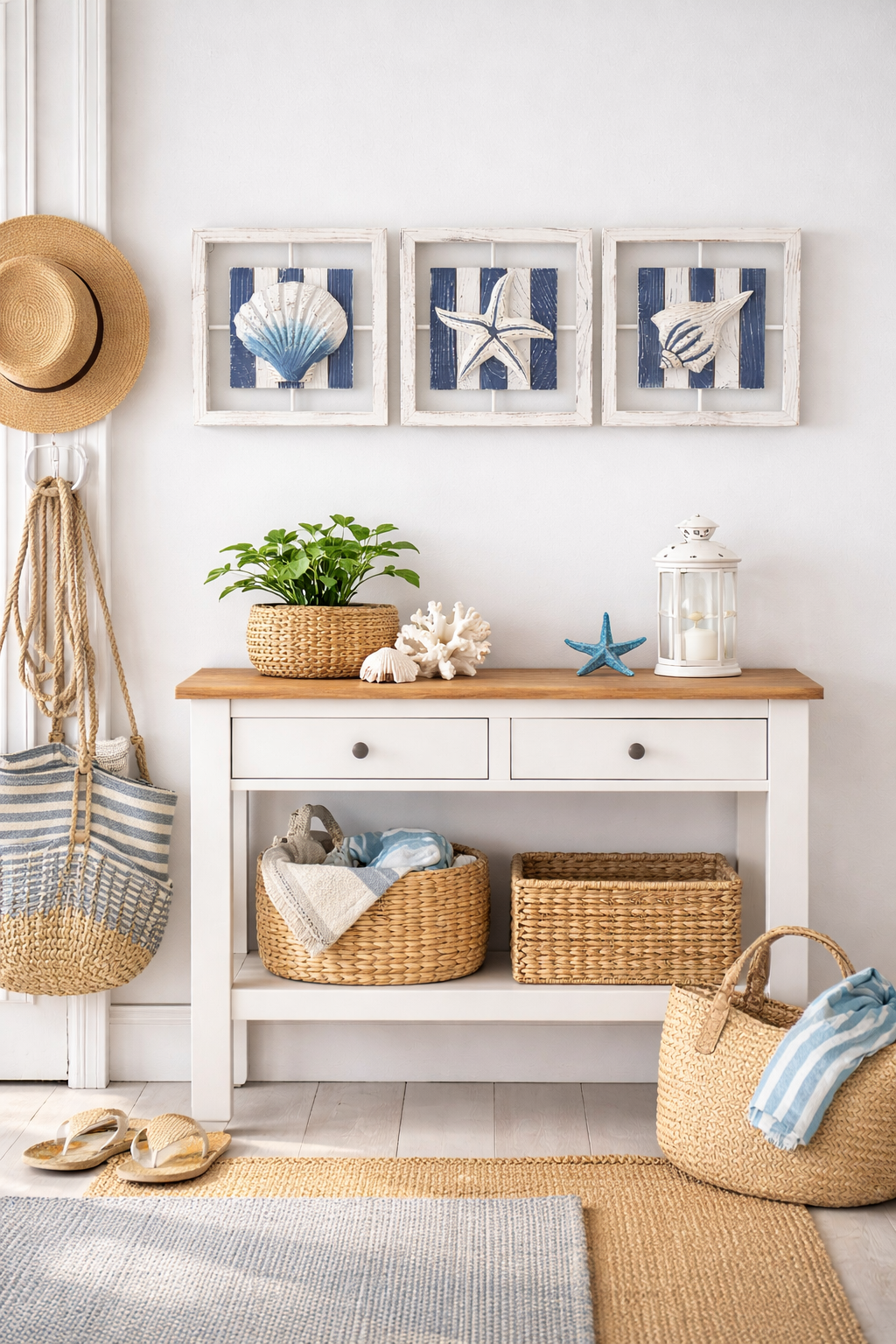 Coastal Shadow Box Wall Art Set of 3 (20 cm each)