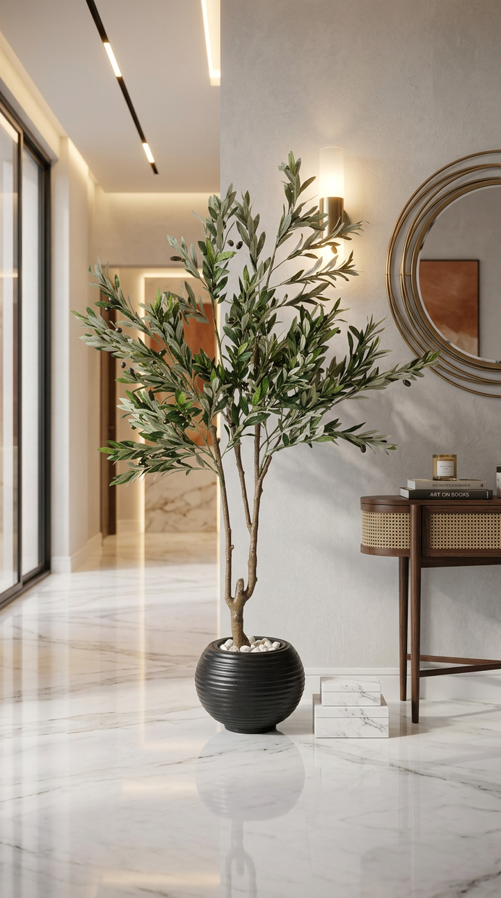 Artificial Olive Tree With Black Pot