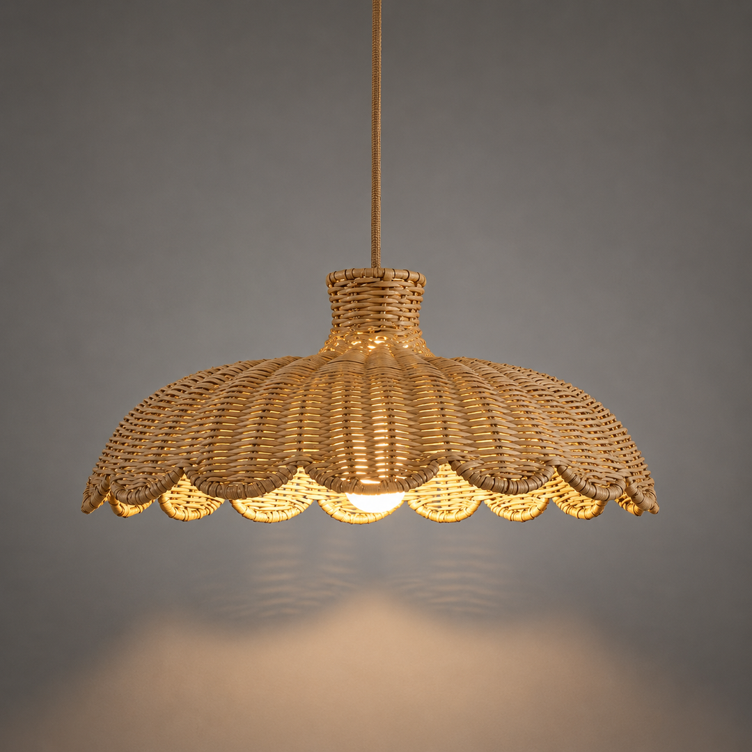 Woven Bamboo Petal Rattan Pendant