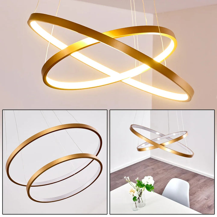 Modern LED Ring Chandelier with Gold Finish