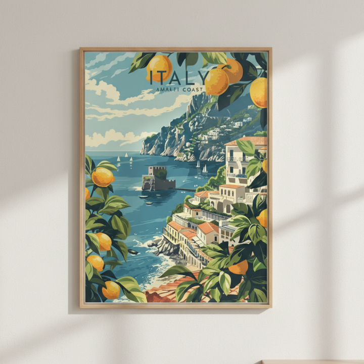 Italy Amalfi Coast Vintage Travel Poster Canvas