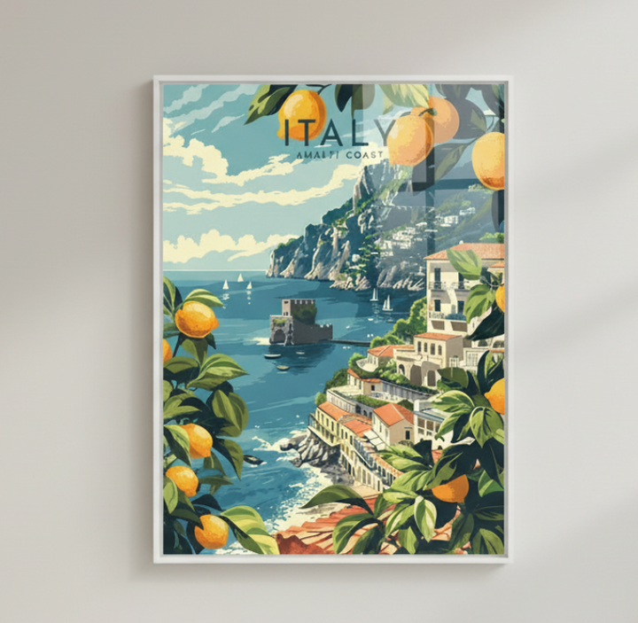 Italy Amalfi Coast Vintage Travel Poster Canvas