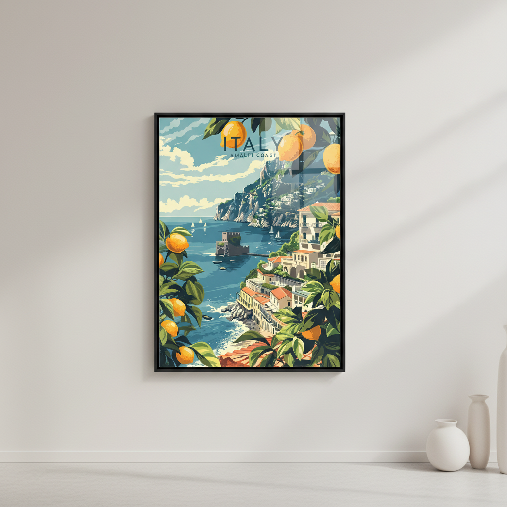 Italy Amalfi Coast Vintage Travel Poster Canvas