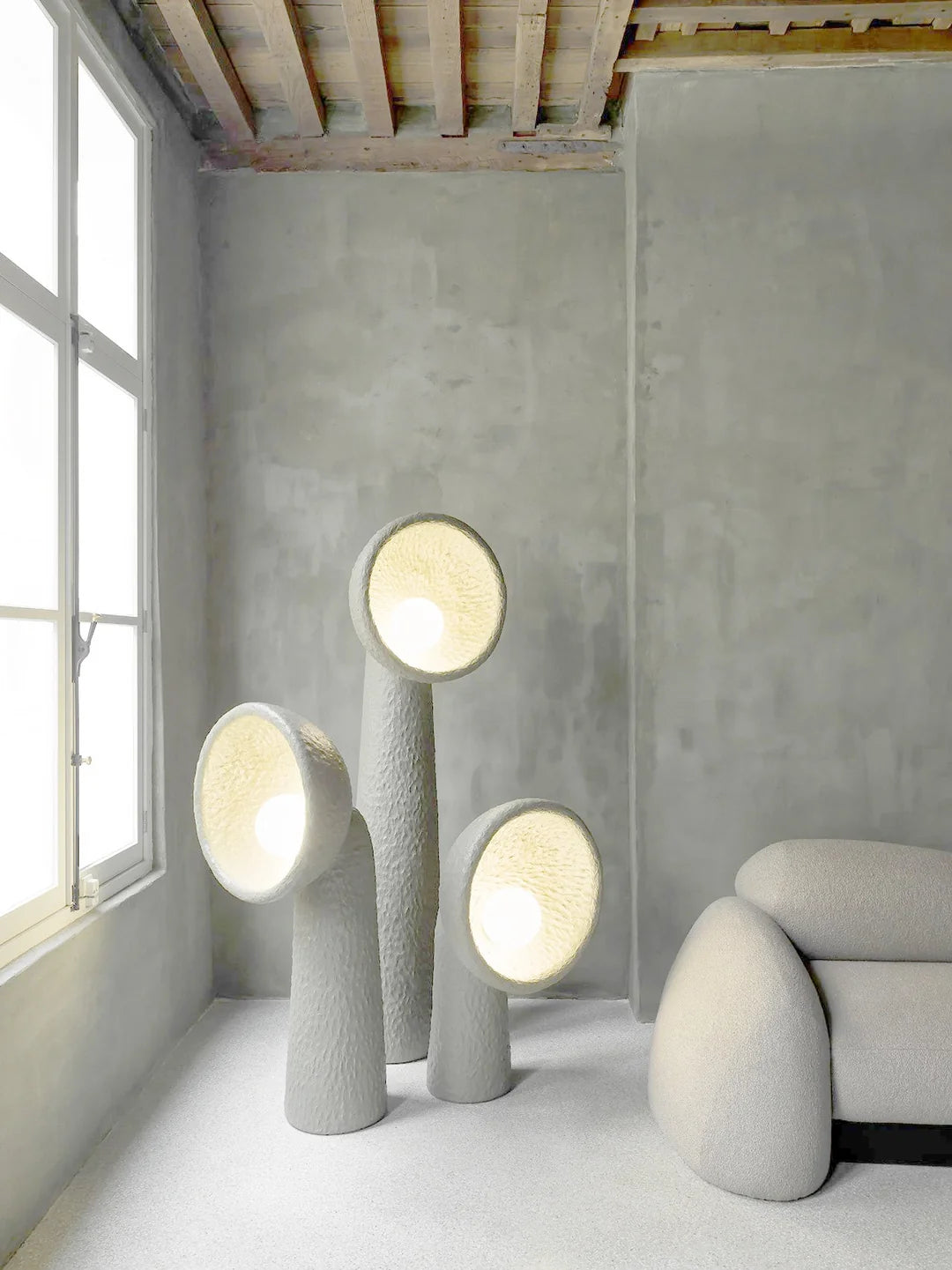 Sculptural White Floor Lamp