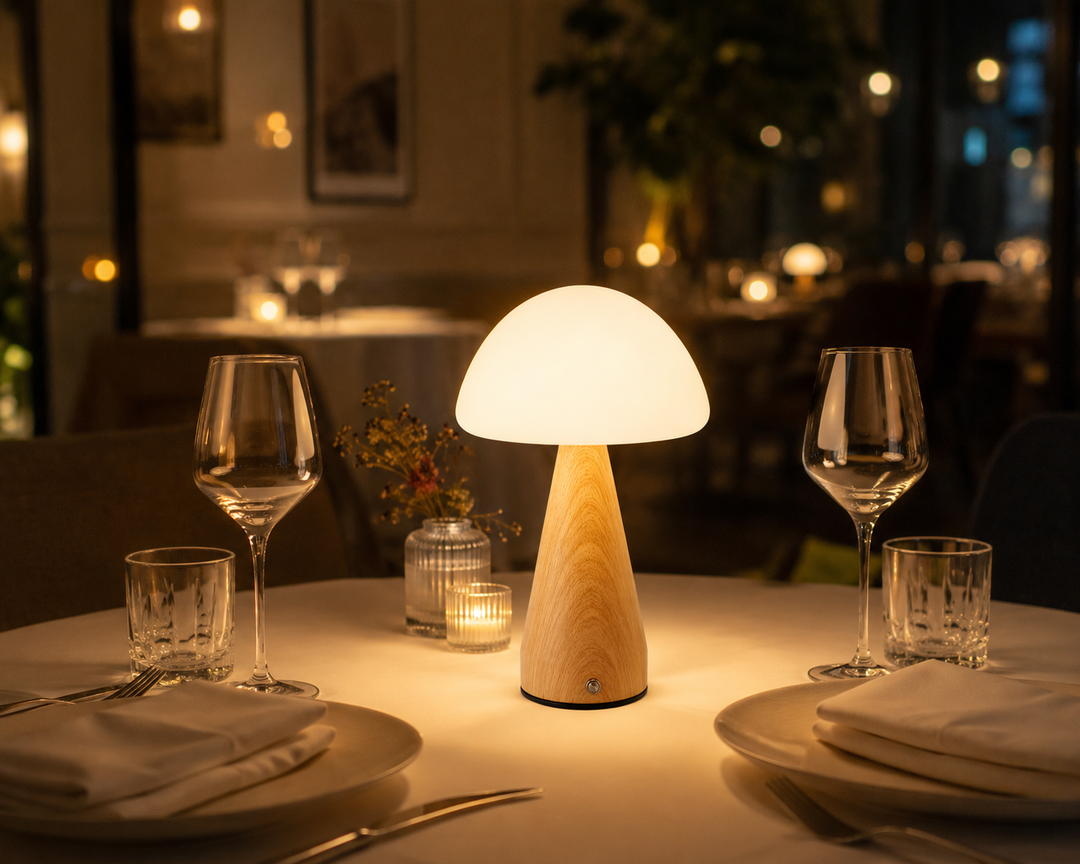 Wooden Color Rechargeable Table Lamp with acrylic head