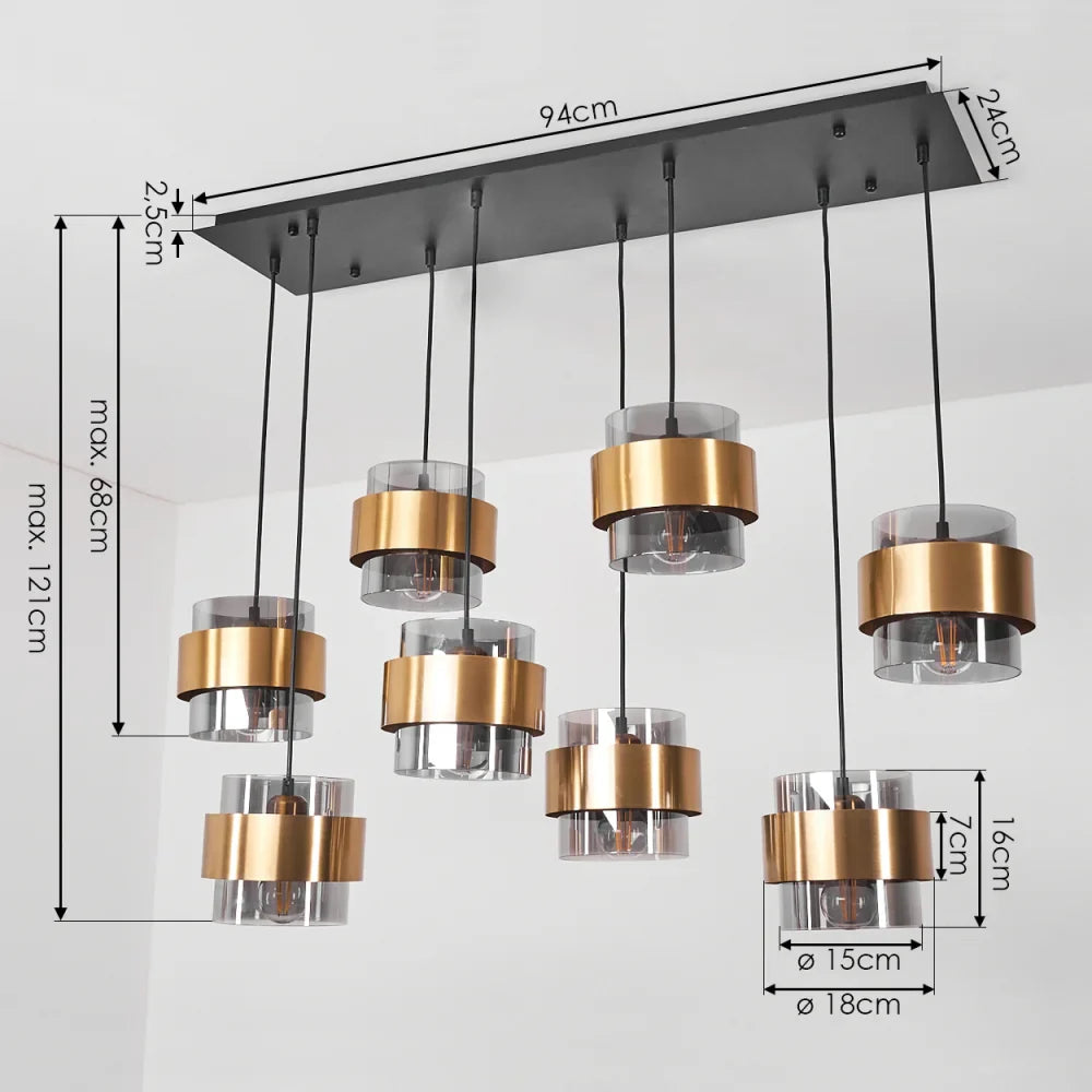 Luxury Tiered Glass and Gold Pendant Light