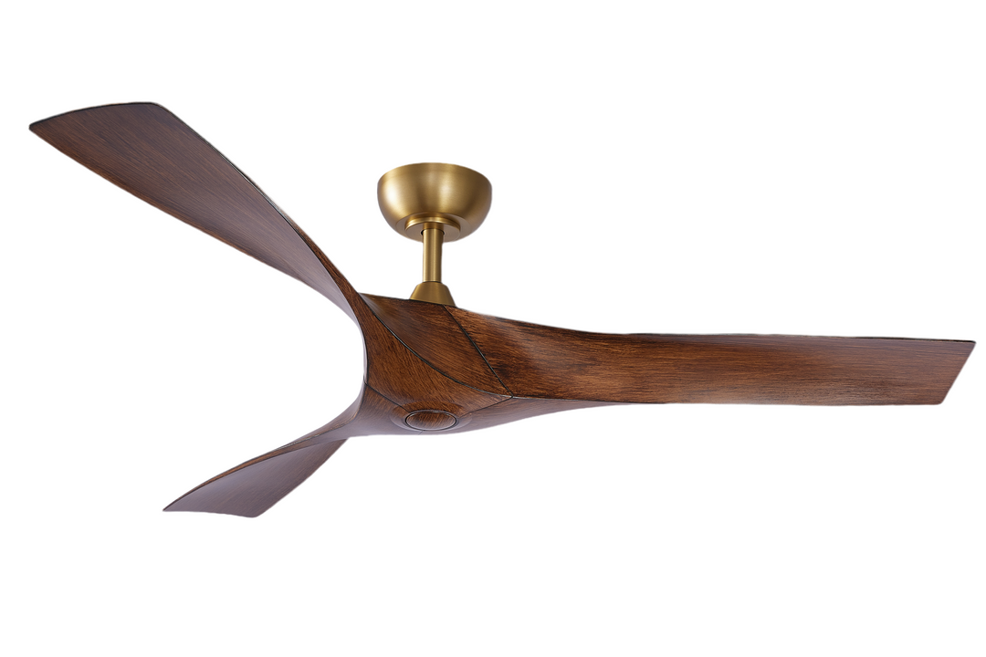 Modern Ceiling Fan with Wooden Blades and Gold Fixture