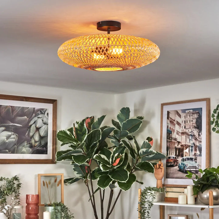 Rustic Bamboo Woven Ceiling Light