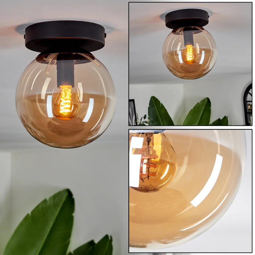 Modern Smoked Glass Globe Ceiling Light